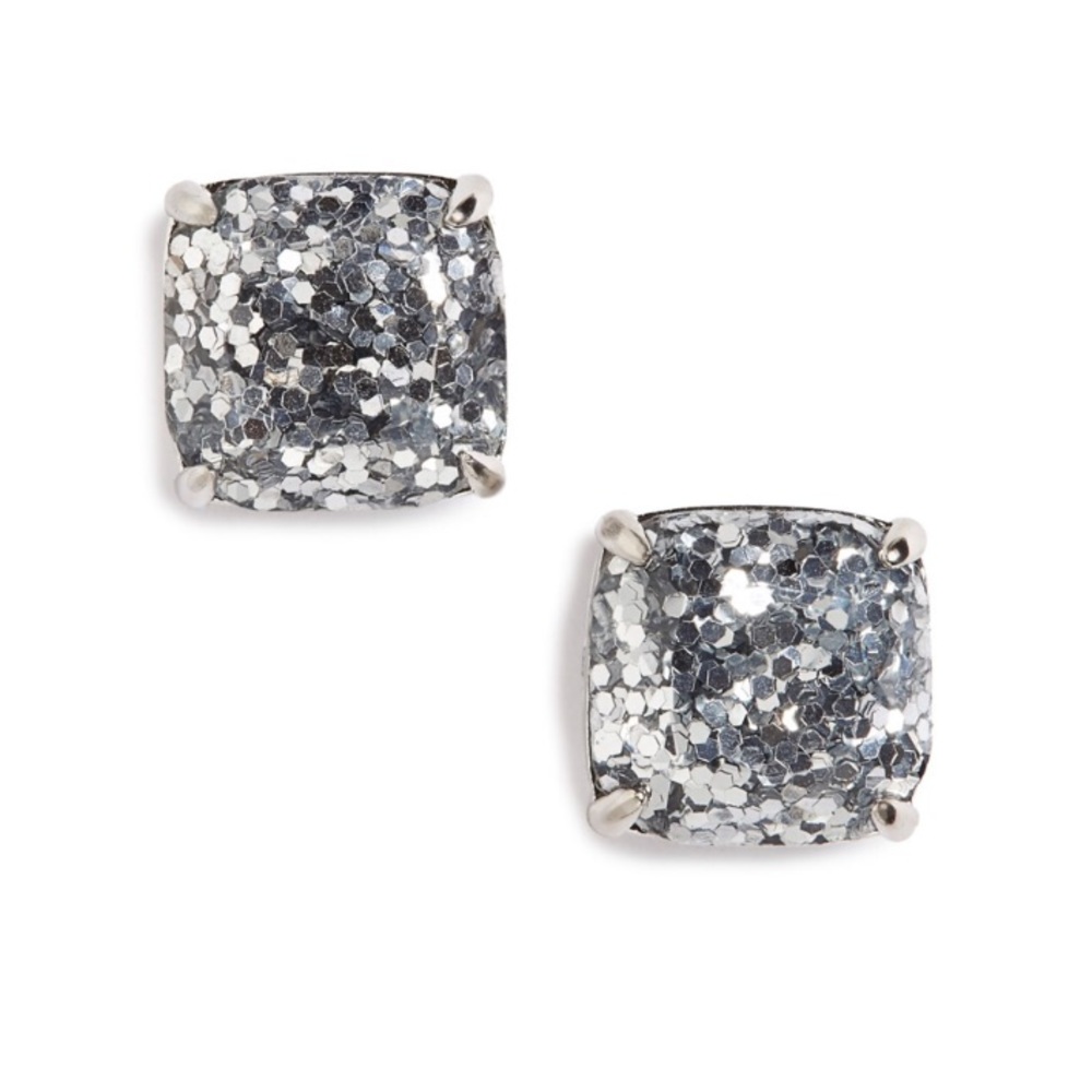 kate spade ♠️ Silver Glitter Stud Earrings